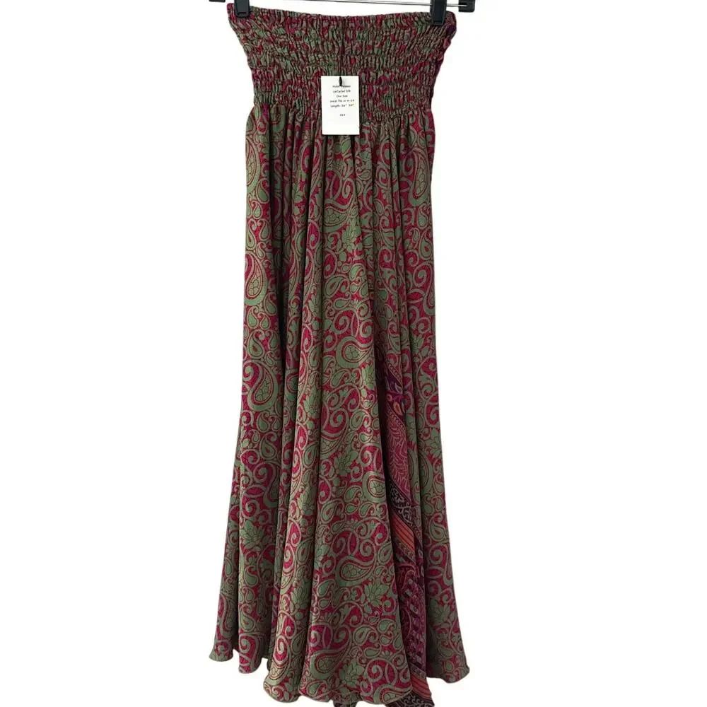 Silk Ranch Maxi Palazoo Upcycled Silk Pants Multicolor Size One Size Fits Most - Picture 2 of 9